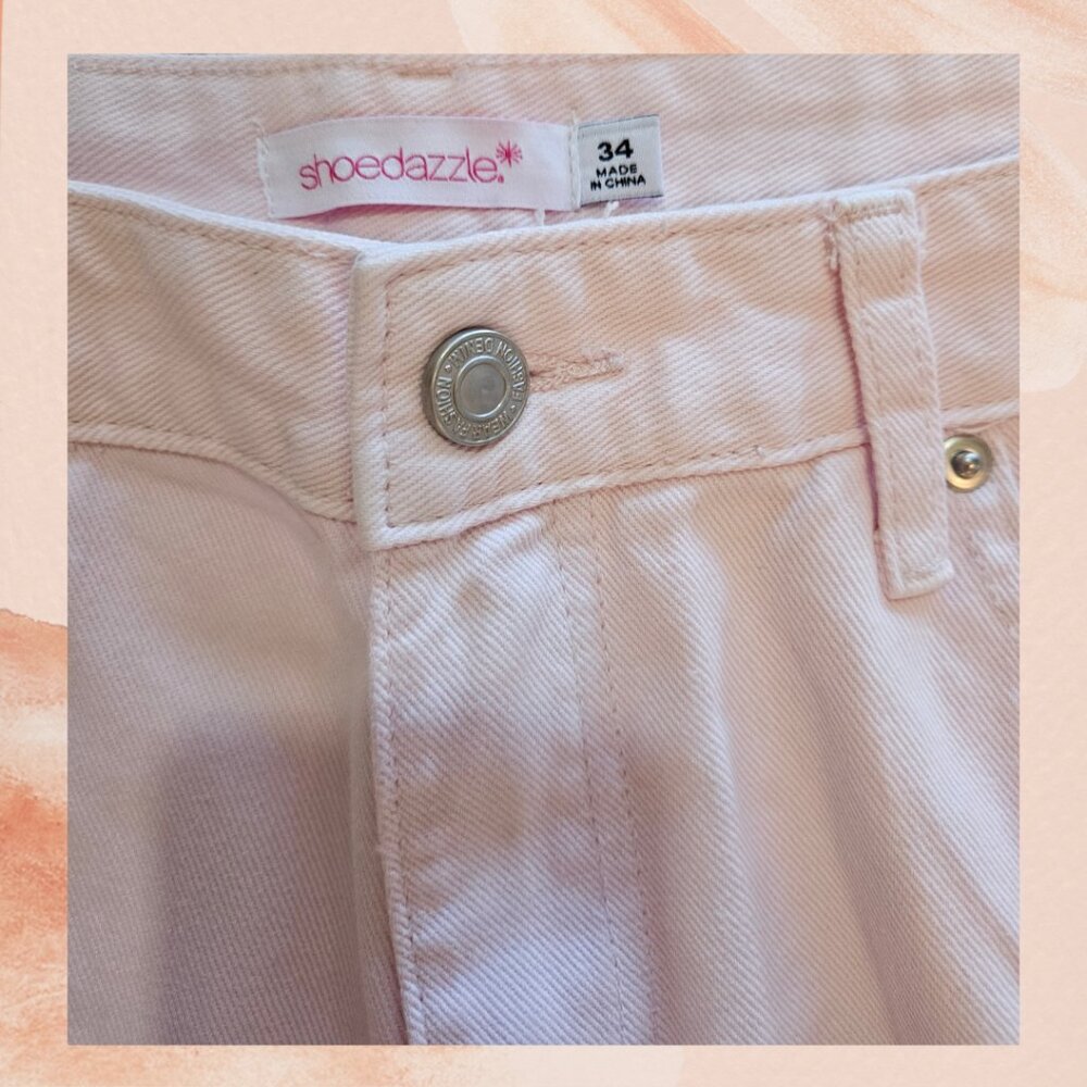 Shoedazzle Light Pink High-Rise Straight Leg Cropped Jeans - Picture 5 of 5